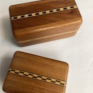 Wooden Decorative Boxes with Inlay & Sliding Lid - Great Trinket Boxes